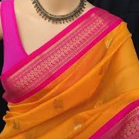 Mango yellow kora cotton saree